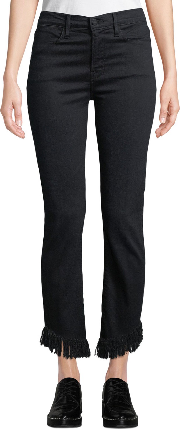 FRAME DENIM Le High Straight-Leg Jeans with Shredded Hem