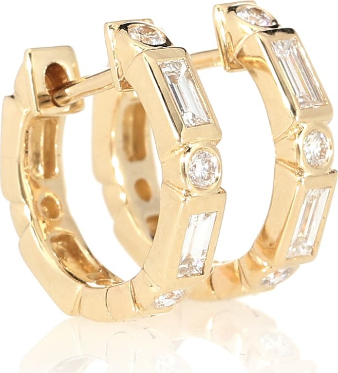 Sydney Evan 14kt gold and diamond hoop earrings