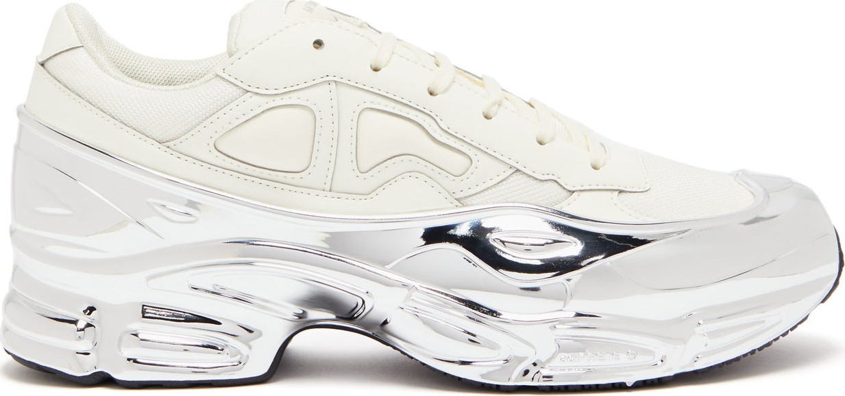 Raf Simons X Adidas Ozweego metallic-wrap mesh and leather trainers