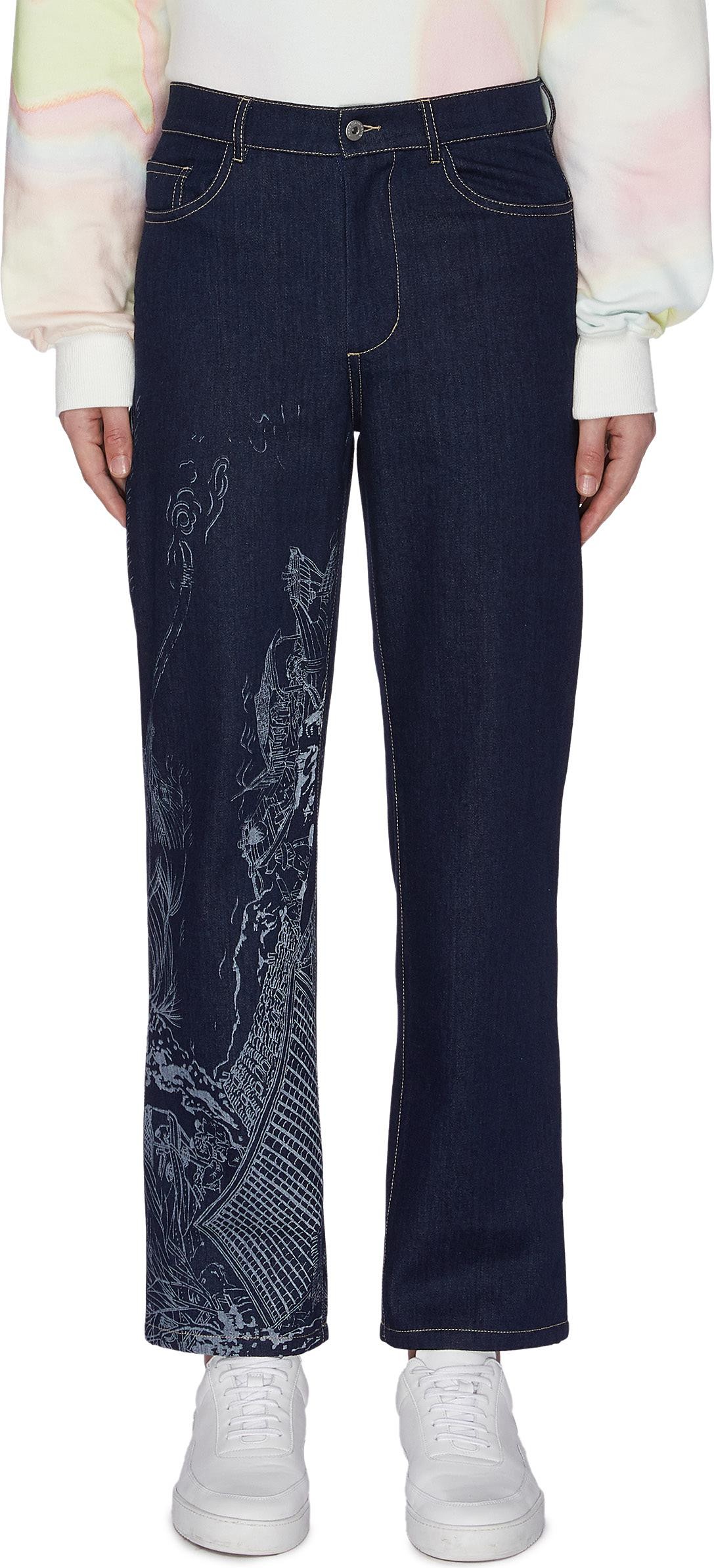 Feng Chen Wang Chinese traditional print scene jeans