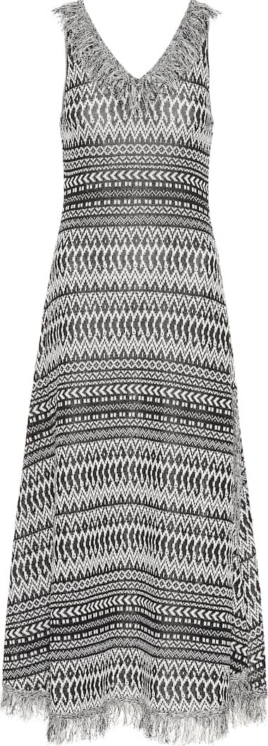 LOEWE Striped cotton-blend knit dress