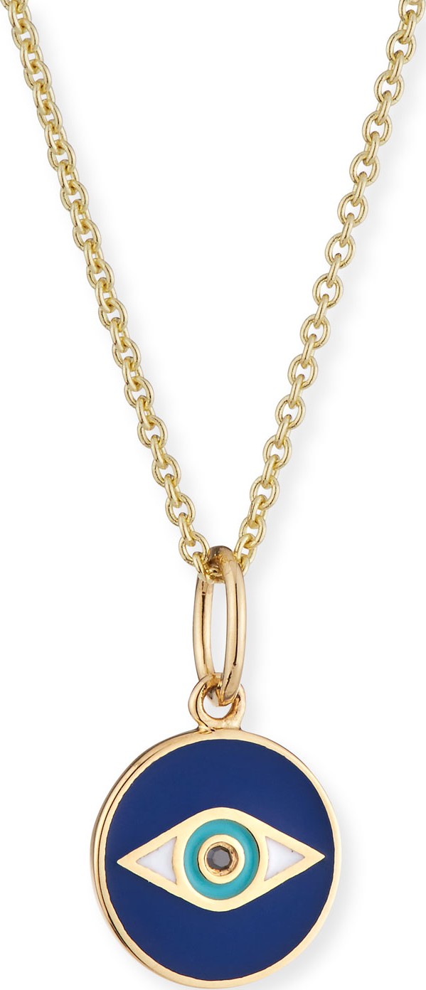 Sydney Evan 14k Black Diamond & Enamel Evil Eye Pendant Necklace