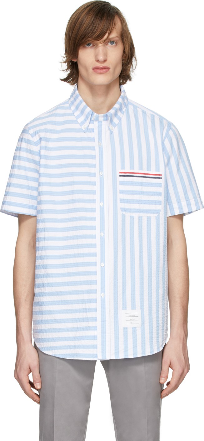 Thom Browne Blue & White University Stripe Shirt