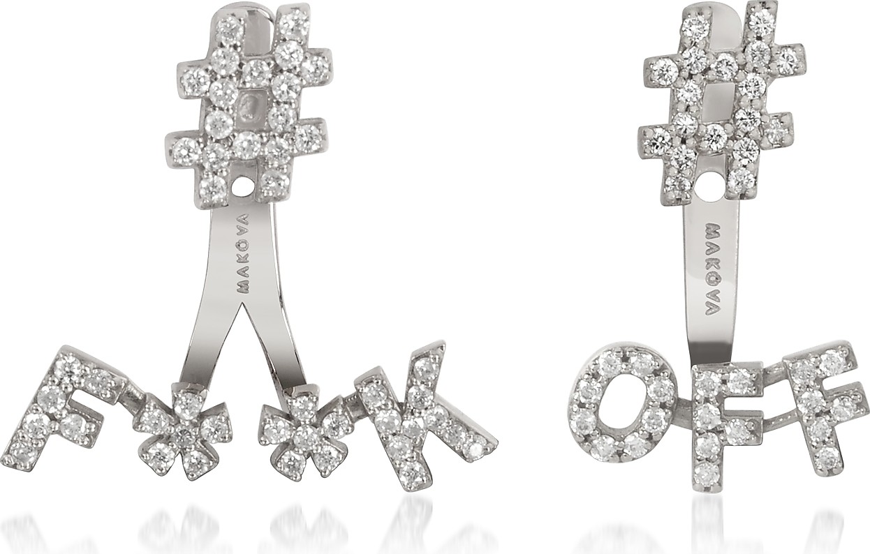 Makova Jewelry #F**K #Off 18K Gold & 0.59 ctw Diamonds Earrings