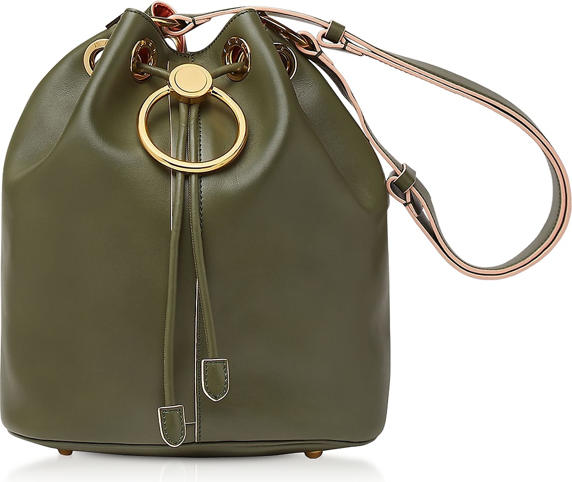 Marni Earring Leather Drawstring Bucket bag