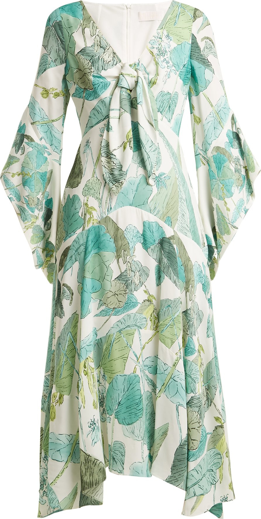 Peter Pilotto Leaf-print tie-front crepe dress
