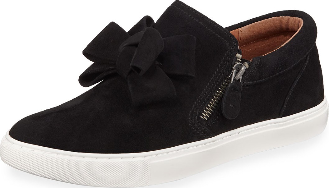 Gentle Souls Lowe Ribbon-Front Suede Low-Top Sneakers