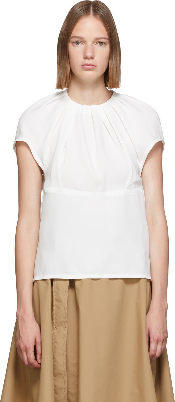 3.1 Phillip Lim White Pleated Short Blouse