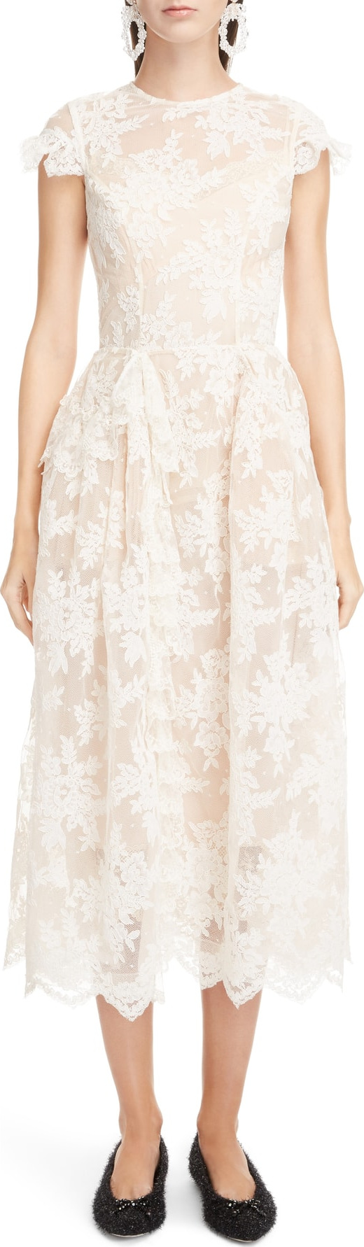 Simone Rocha Scallop Hem Corded Lace Dress