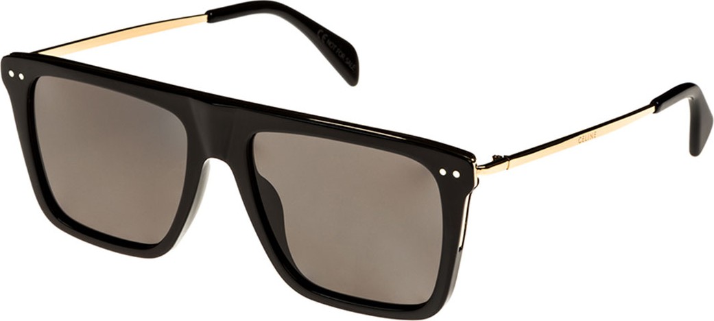 Celine Bold Rectangular Acetate/Metal Polarized Sunglasses