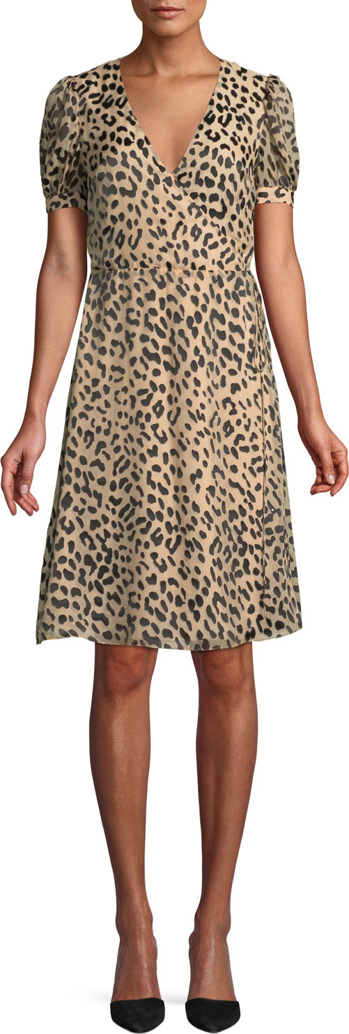 Alice + Olivia Rosette Leopard-Print Wrap Dress