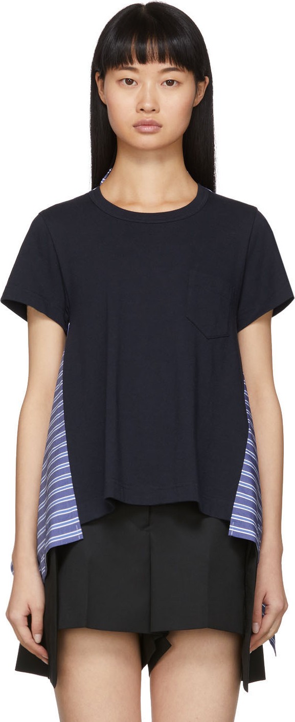 Sacai Navy Poplin T-Shirt