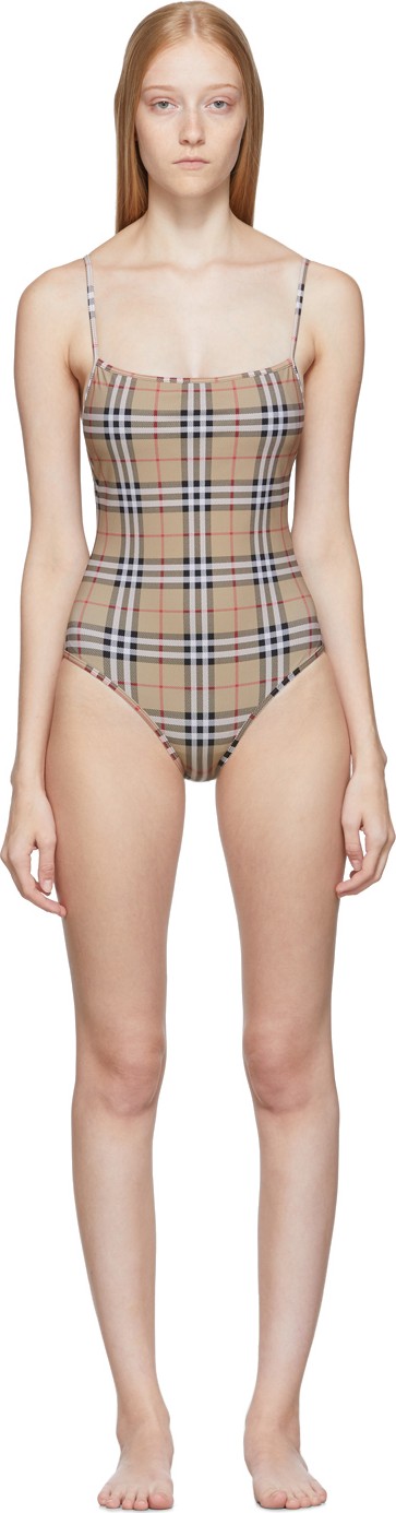 Burberry London England Beige Delia One-Piece Swimsuit