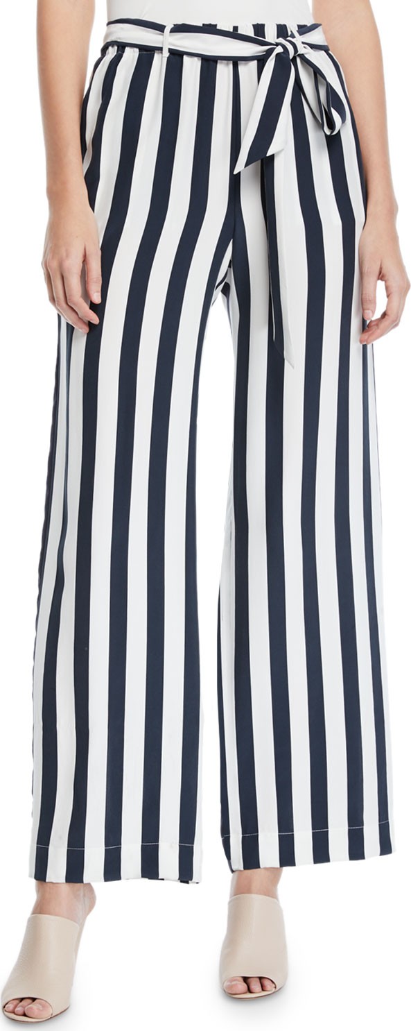 FRAME DENIM Striped Wide-Leg Easy Pull-On Pants