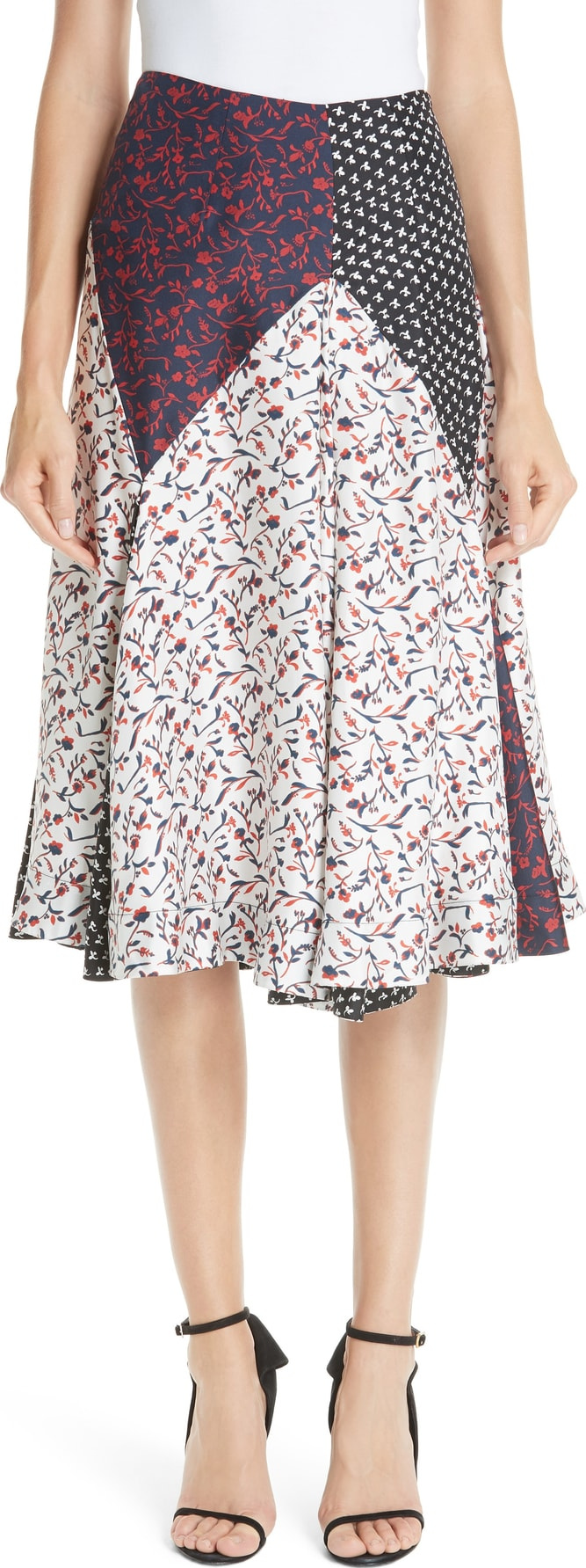 Calvin Klein 205W39NYC Patchwork Silk Tulip Skirt