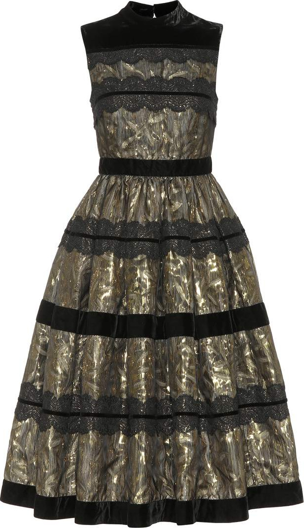 Huishan Zhang Striped metallic silk dress