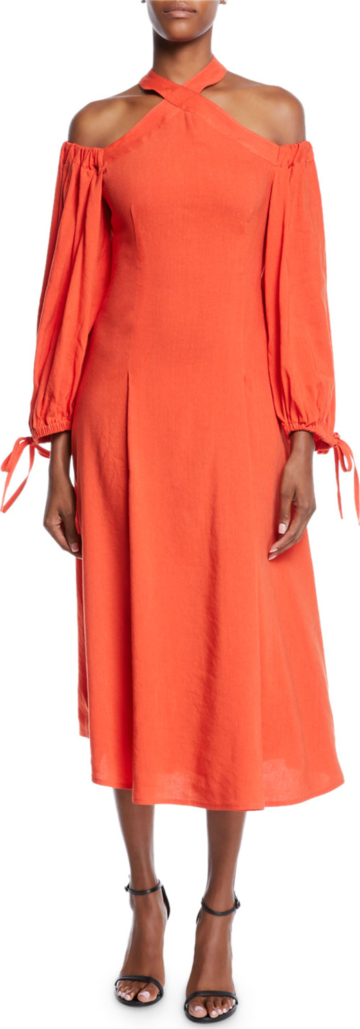 Rejina Pyo Odella Halter Cold-Shoulder Midi Dress