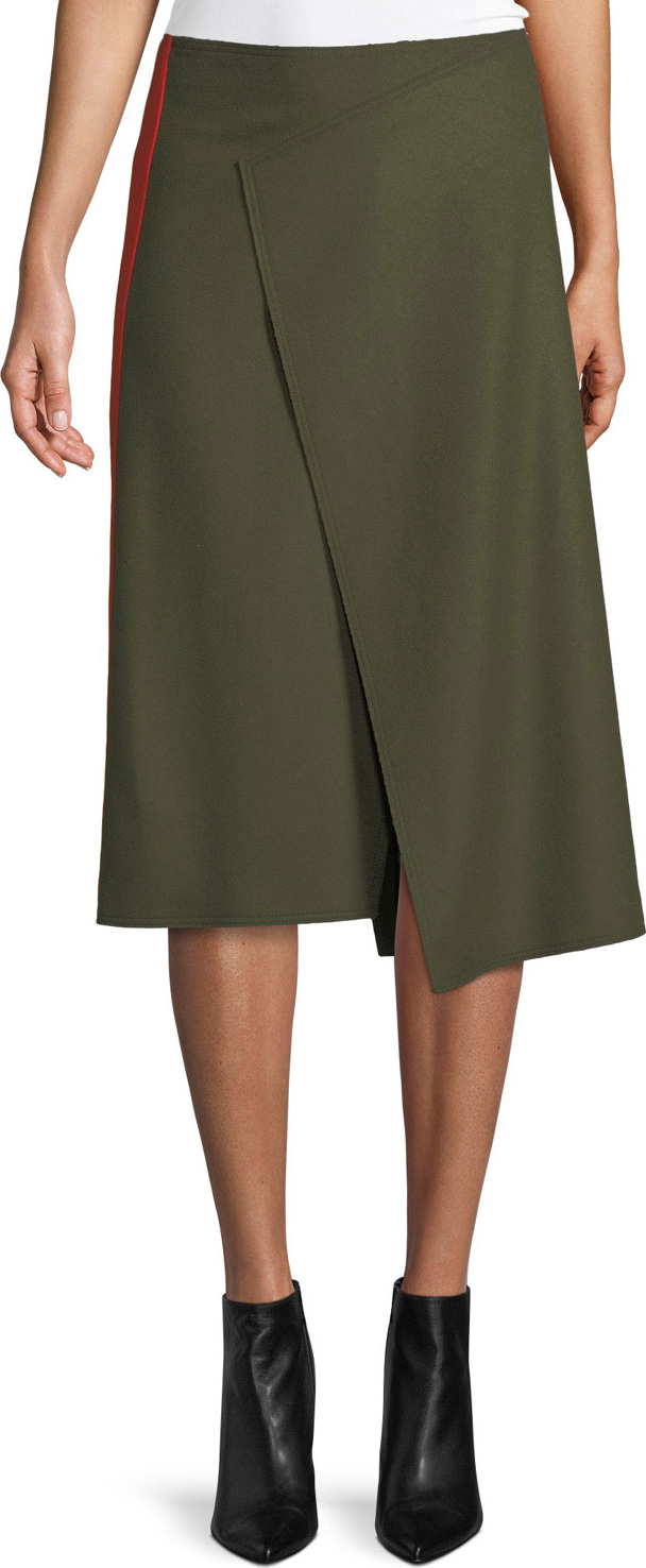 Joseph Page Felt Side-Striped Asymmetric Skirt