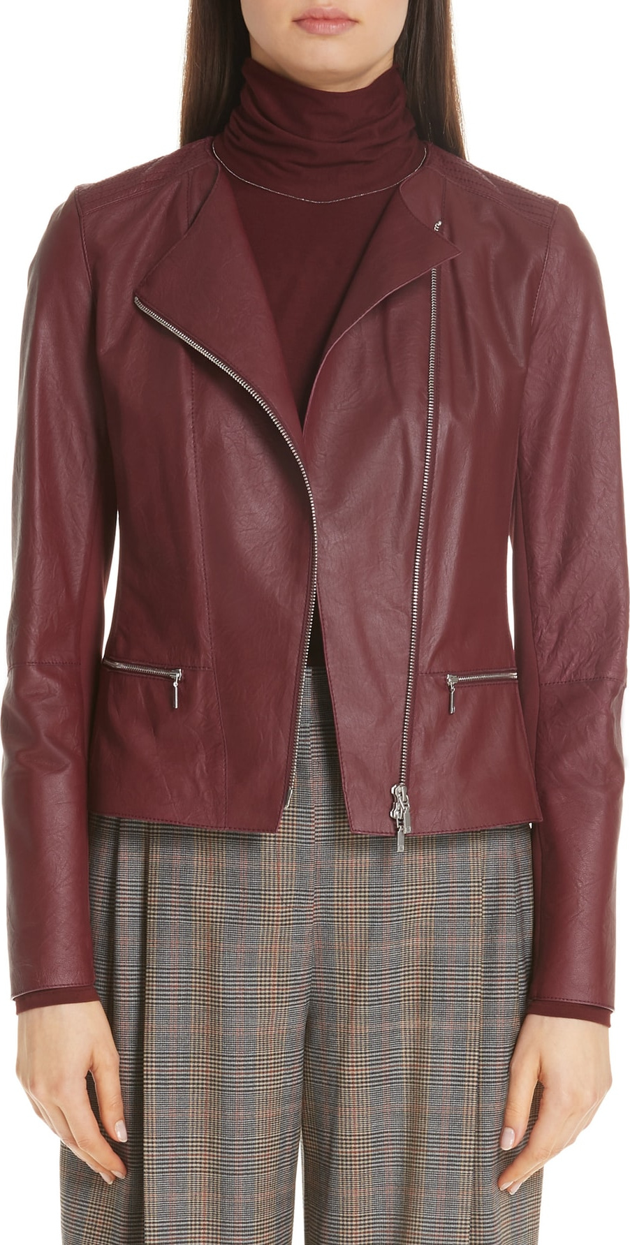 Lafayette 148 New York Trista Lambskin Leather Jacket