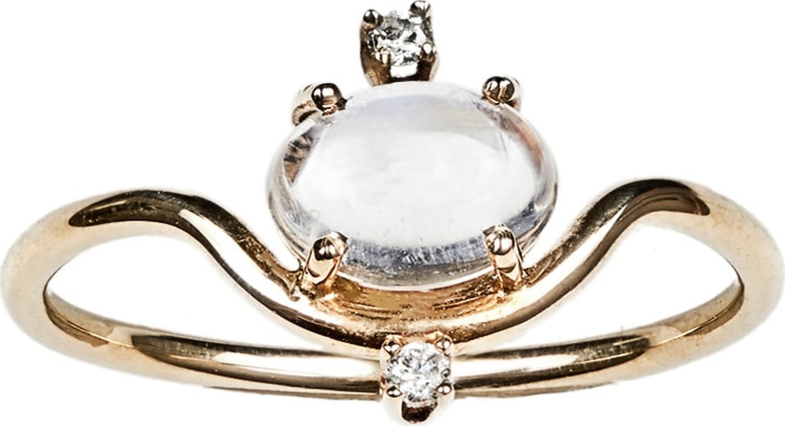 Wwake Nestled Moonstone & Diamond Ring