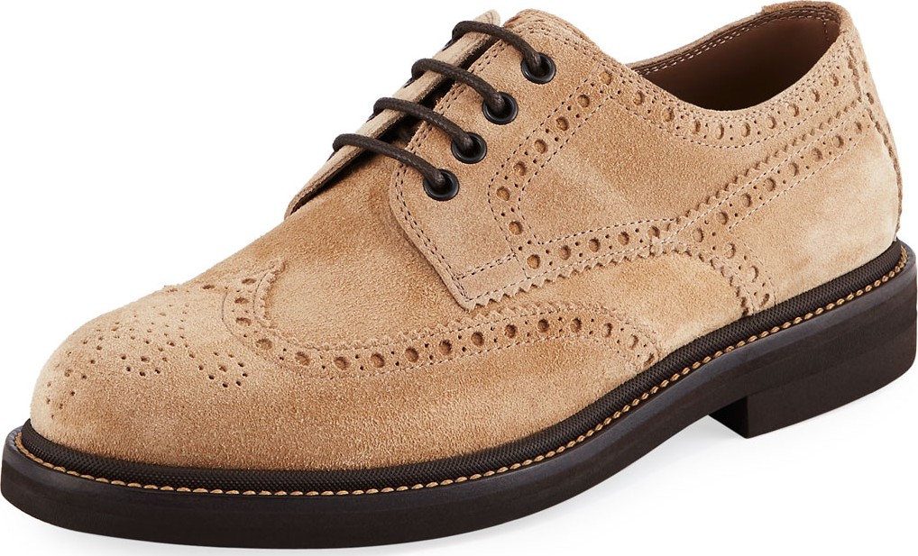 Brunello Cucinelli Men's Brogue Lace-Up Shoes