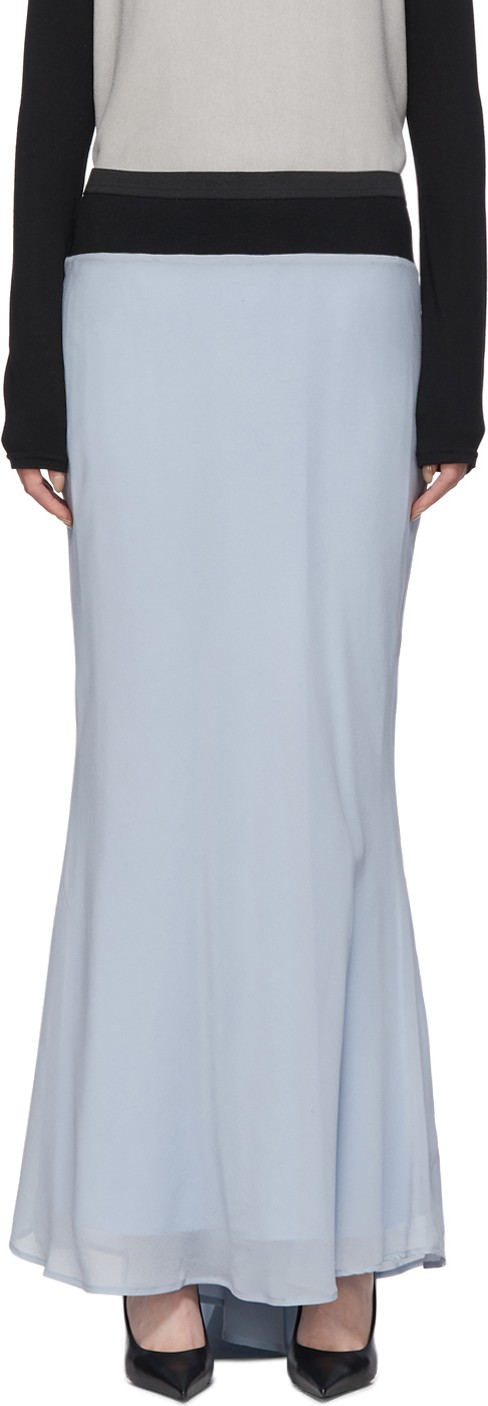 Haider Ackermann Blue Silk Godet Skirt