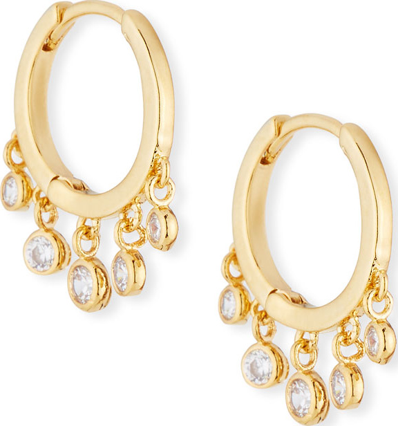 Tai Huggie Hoop Earrings w/ Crystal Drops