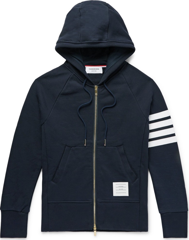 Thom Browne Slim-Fit Striped Loopback Cotton-Jersey Zip-Up Hoodie