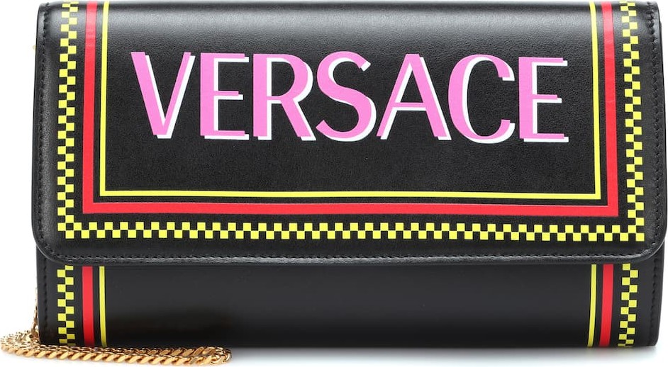 Versace Printed leather shoulder bag