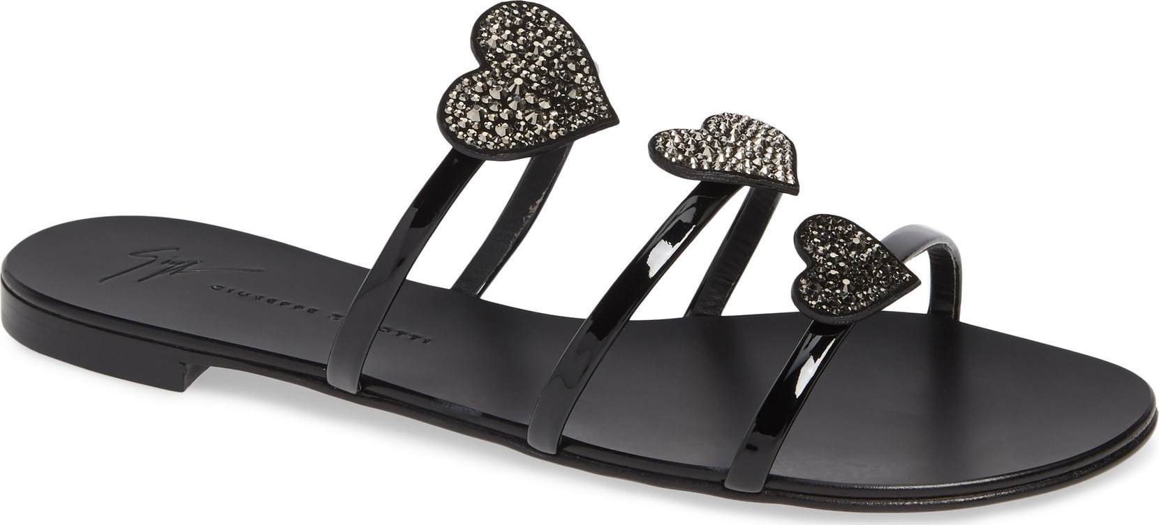 Giuseppe Zanotti Triple Heart Embellished Slide Sandal