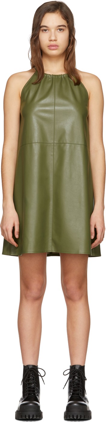 Aeron Green Faux-Leather Clementine Dress