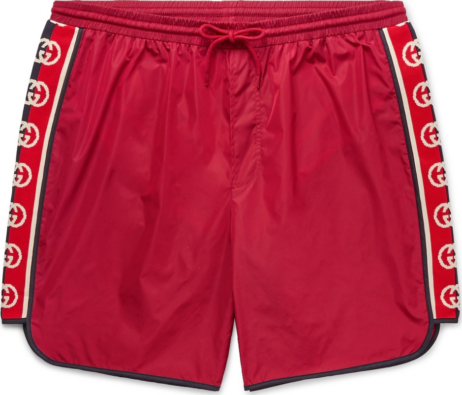 Gucci Slim-Fit Mid-Length Logo Webbing-Trimmed Swim Shorts