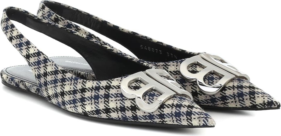Balenciaga BB checked slingback ballet flats