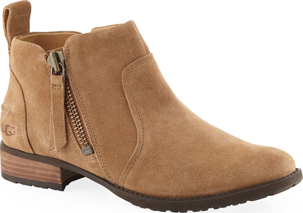 UGG Aureo Suede Ankle Booties, Chestnut