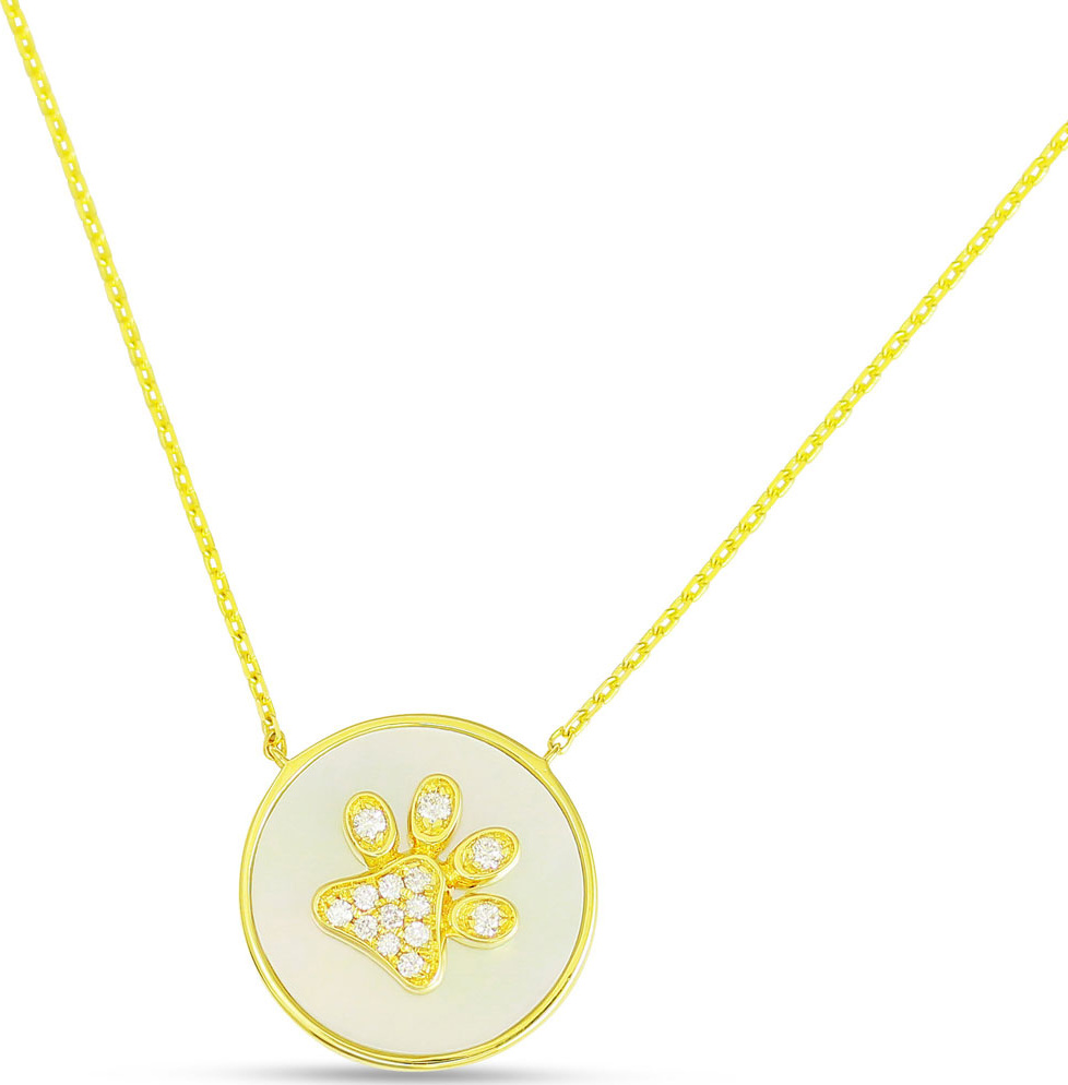 Frederic Sage 18k Gold Diamond Paw & Mother-of-Pearl Pendant Necklace