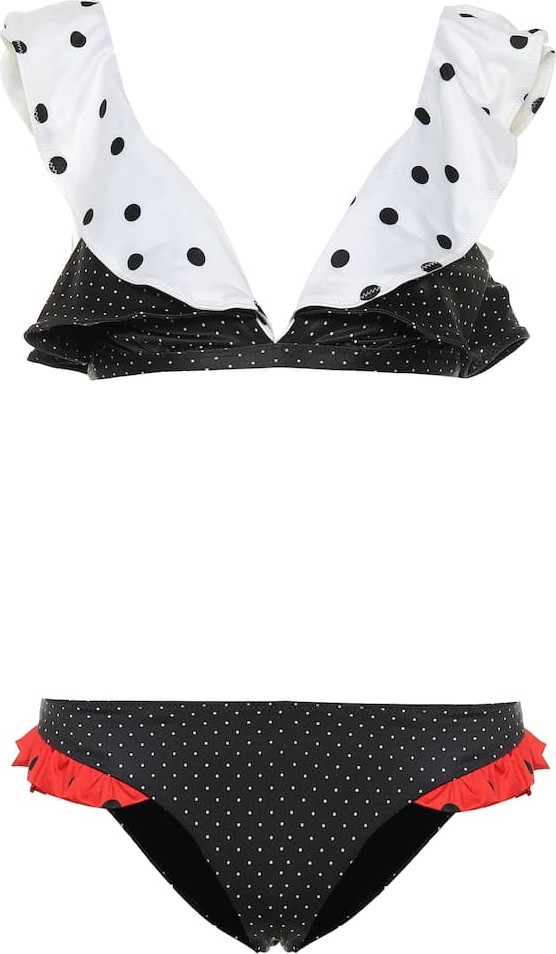 Ganni Polka-dot print V-neck bikini