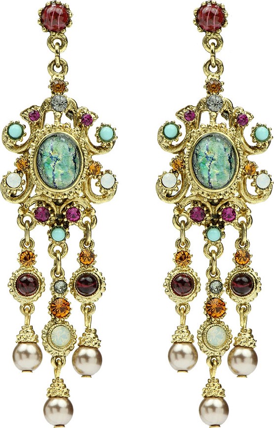 Ben-Amun Multicolor Triple Pearly Drop Earrings