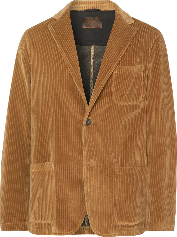 Altea Tan Unstructured Cotton-Corduroy Blazer