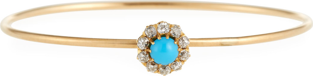 Turner & Tatler 14k Gold Antique-Inspired Turquoise & Diamond Bangle