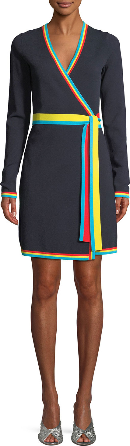 DIANE von FURSTENBERG Long-Sleeve Wrap Sweater Dress