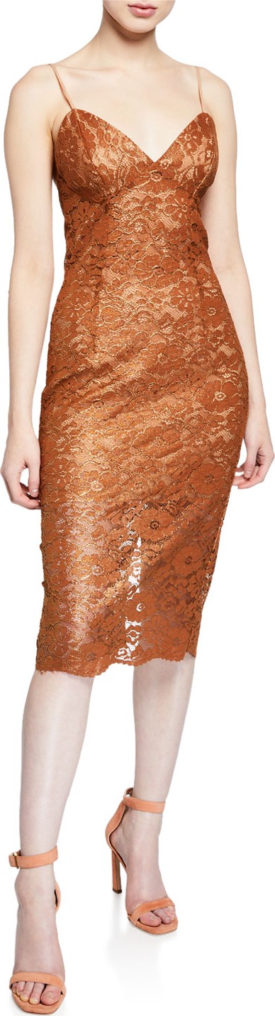 Bardot Golden Lace Cocktail Dress