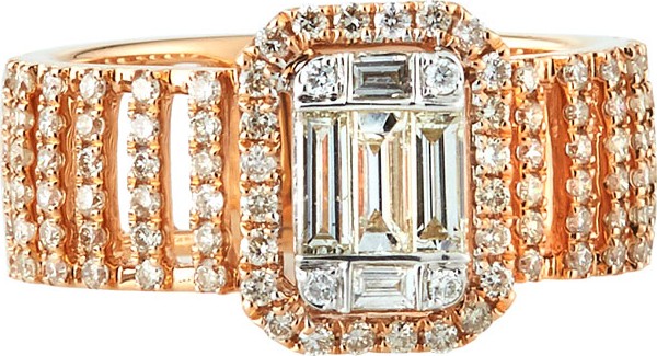 Andreoli 18k Pavé & Baguette Wide Diamond Ring, Size 7