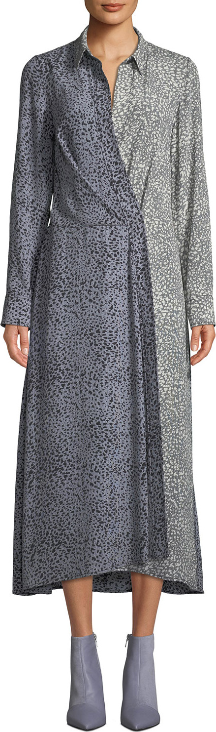 Rag & Bone Karen Two-Tone Draped Midi Dress