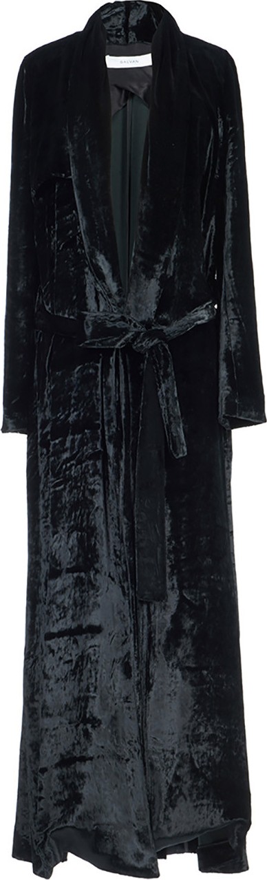 Galvan Soft Velvet Belted Coat