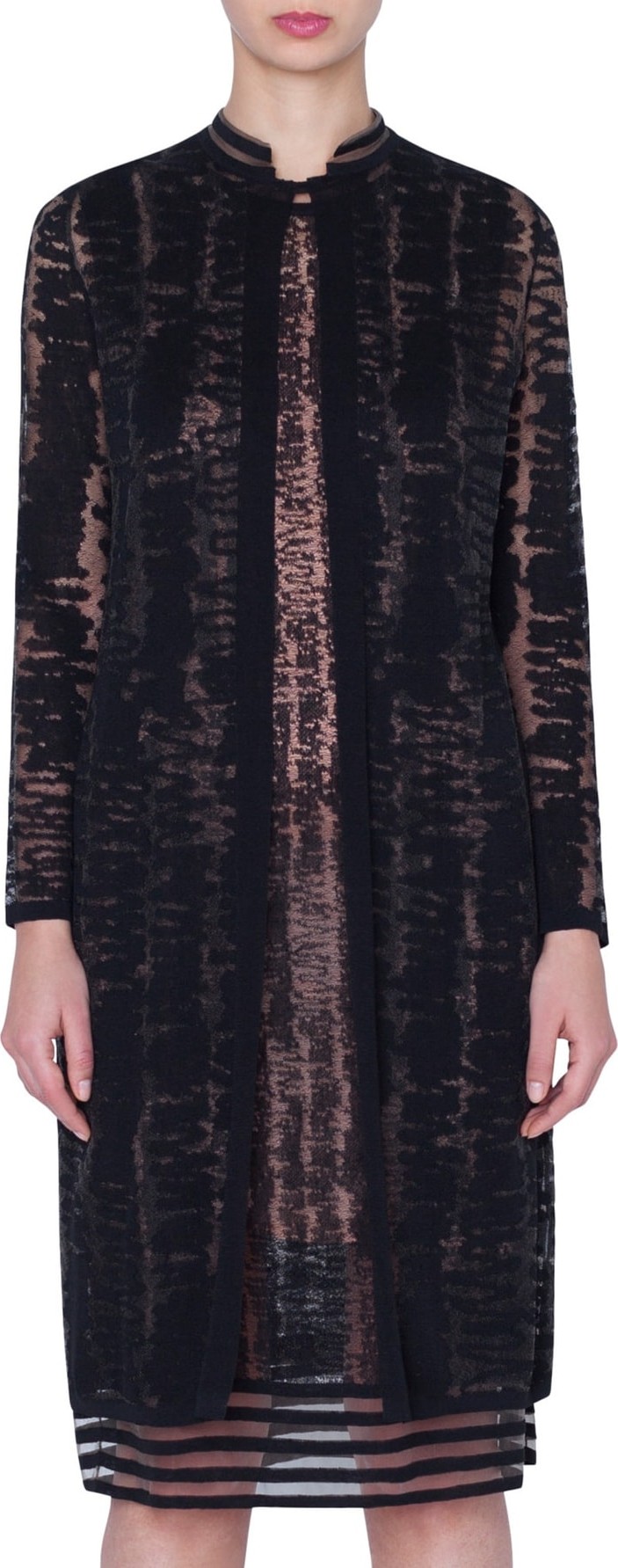 Akris Scribble Jacquard Long Linen Blend Cardigan