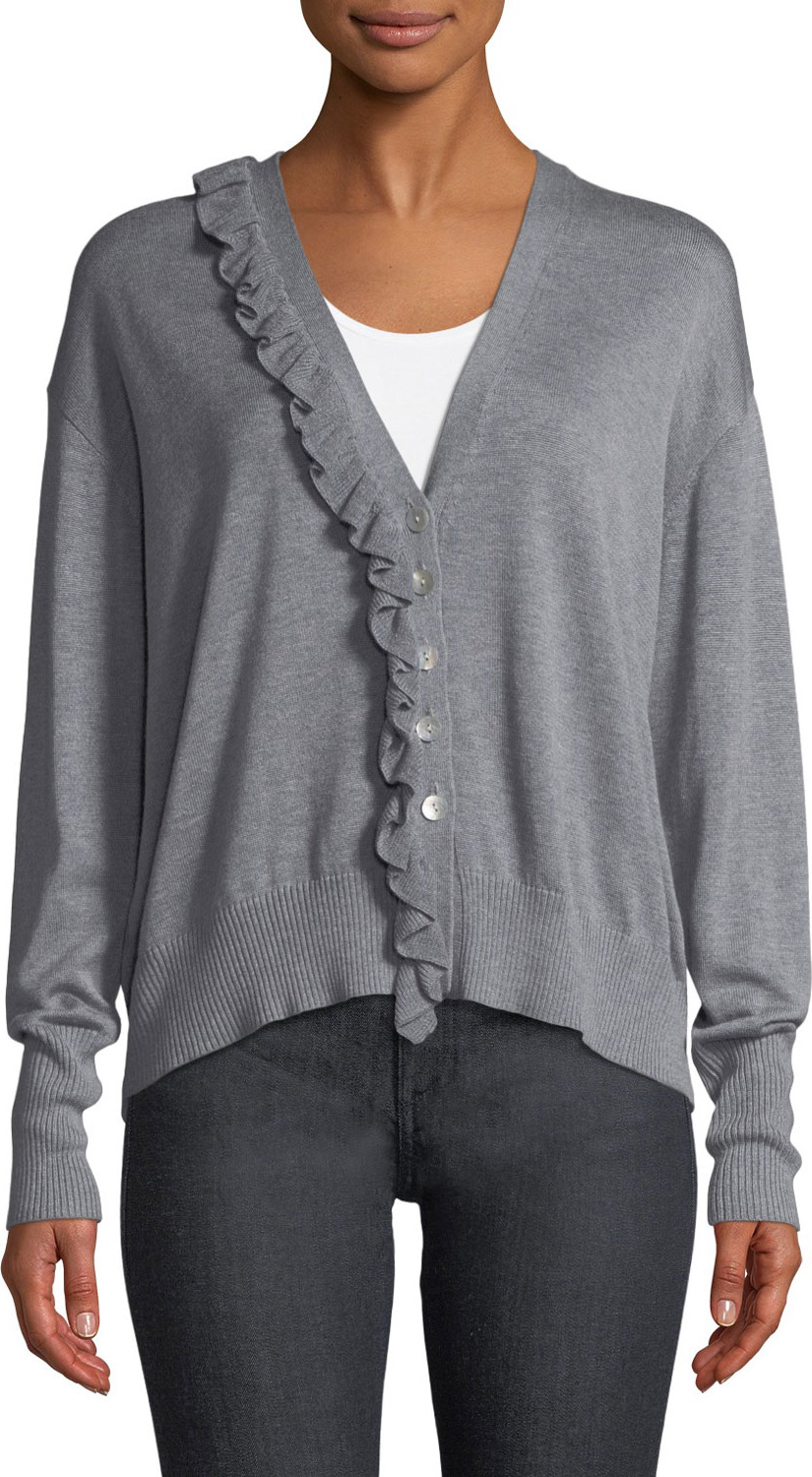 Cinq A Sept Tous Les Jours Gaetana Button-Front Cardigan with Ruffled Trim