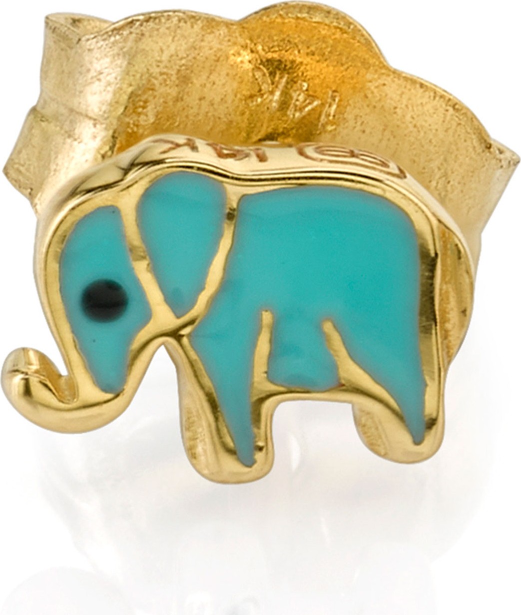 Sydney Evan 14k Mini Elephant Enamel Stud Earring, Left