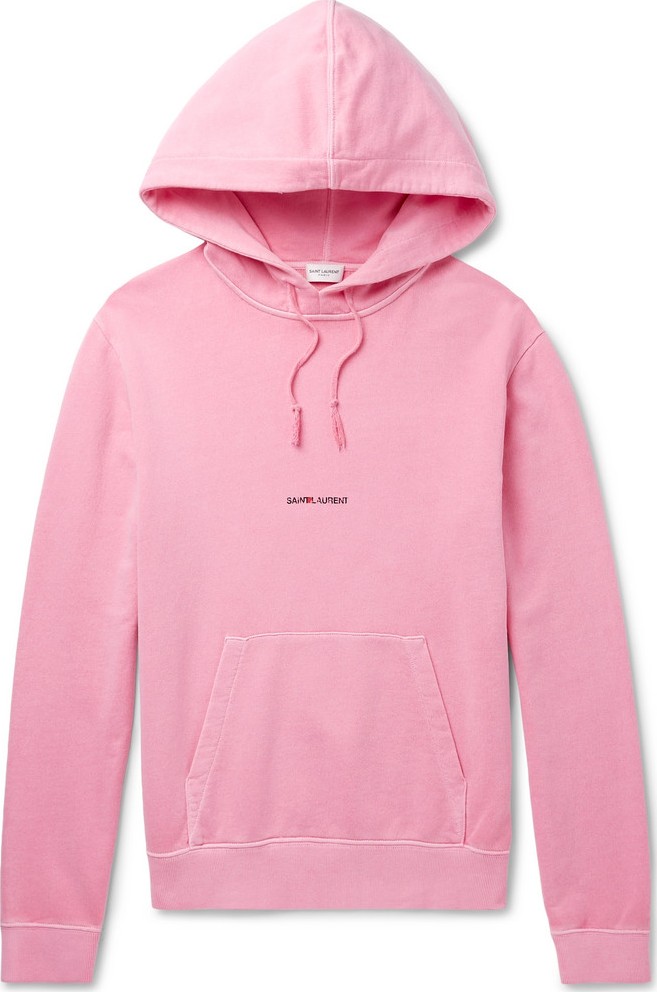 Saint Laurent Logo-Print Distressed Loopback Cotton-Jersey Hoodie