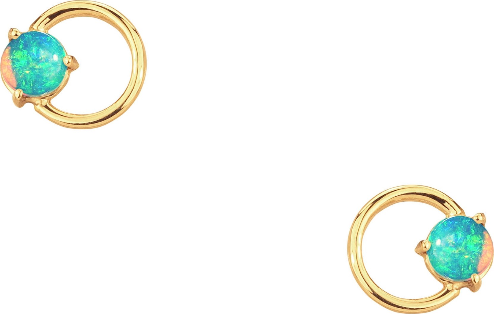 Wwake Large Opal Circle Stud Earrings