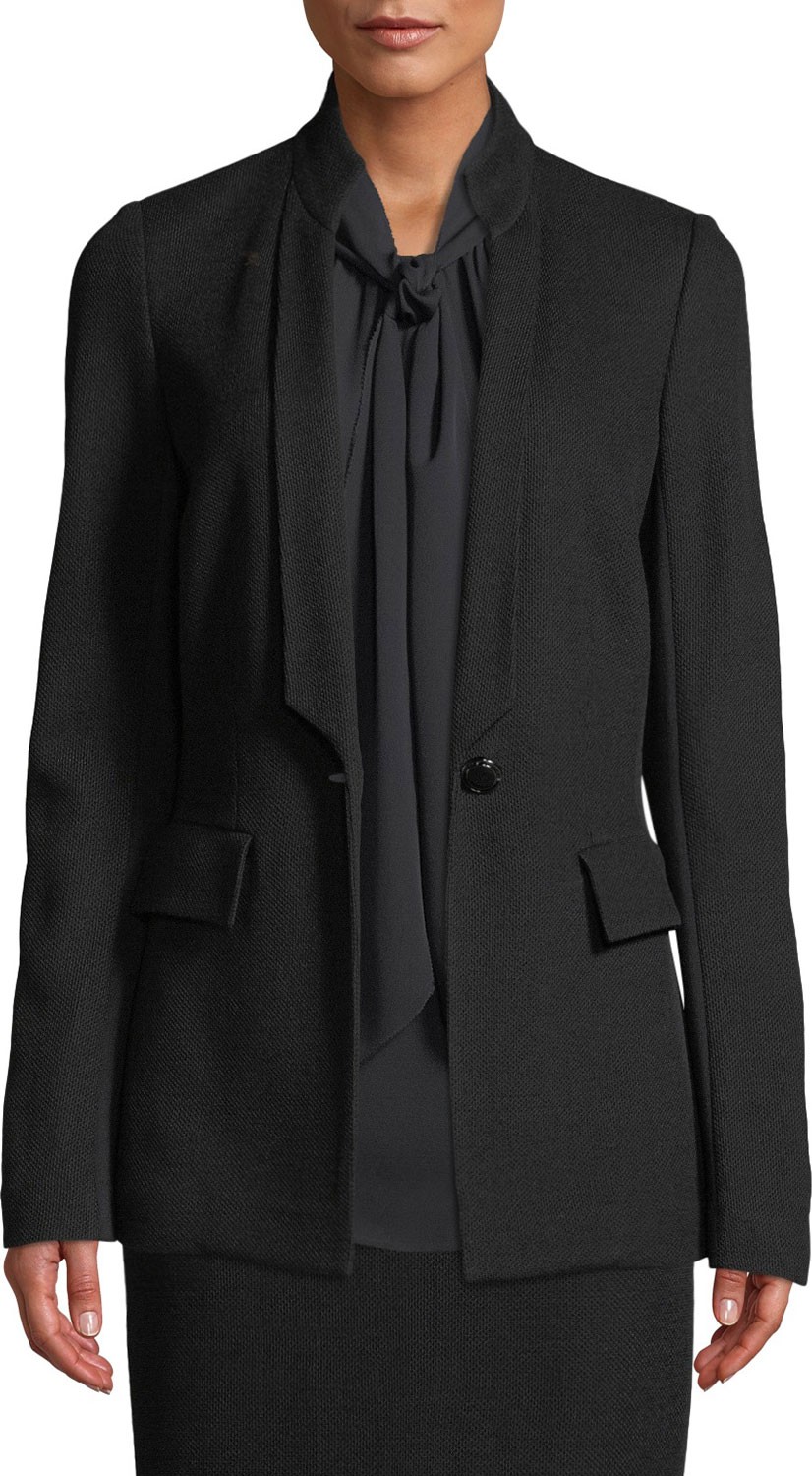 St. John Paneled Wool-Blend Pique Jacket